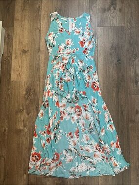 Kormei Women's Romper w/ Maxi Dress Overlay, Floral, Flowy, Whimsical, Medium